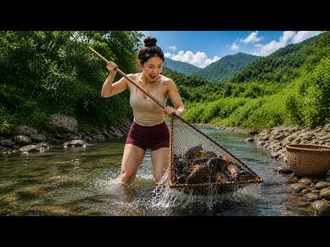 How to Catch Giant Mud Fish Bare-Handed: Brave Country Girl Survival!