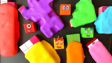 Cleaning for Numberblocks Puzzle Tetris NEW 18 with Cube Face   Satisfying Slime Video