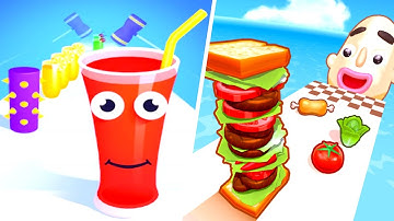 Juice Run vs Sandwich Runner 🧃🏃‍♂️🥪⚡ Max Levels Gameplay Walkthrough (Android iOS) KY6K4H
