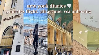 new york vlog 🤍 vca unboxing, emirates flight, fifth avenue🗽cartier, van cleef, lululemon shopping