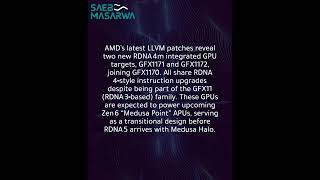AMD lists RDNA4m GPUs GFX1171 and GFX1172, pointing to next‑gen Zen 6 APU graphics