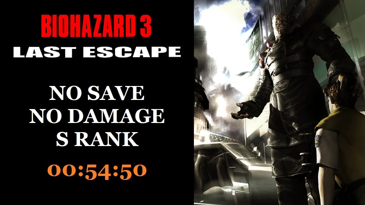 Resident Evil 3 (1999) - No Save, No Damage Speedrun - 00:54:50