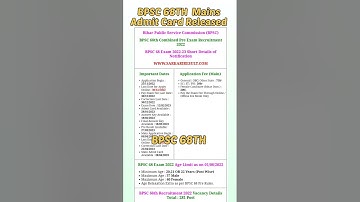 BPSC 68th Mains Exam Admit Card Released | BPSC 68th Mains Exam | #68thbpsc #bpsc68th #68th #shorts