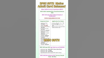 BPSC 68th Mains Exam Admit Card Released | BPSC 68th Mains Exam | #68thbpsc #bpsc68th #68th #shorts