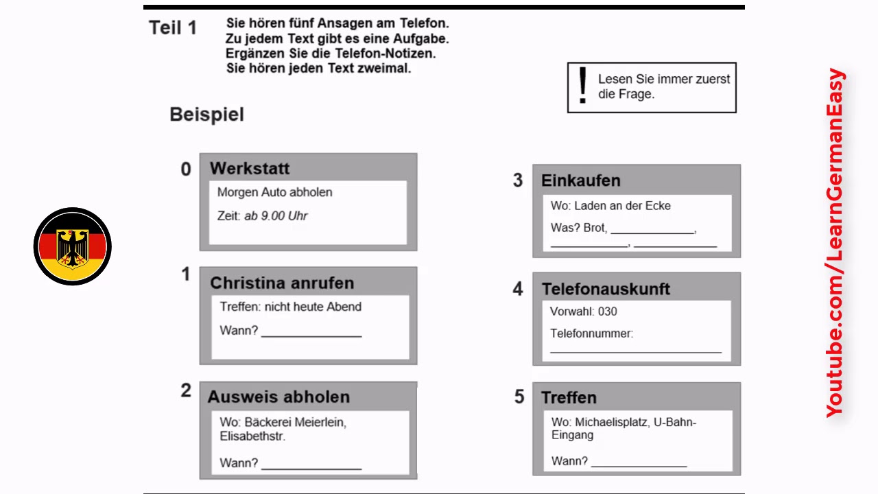 Goethe Zertifikat A2 Start Deutsch 2 Horen Youtube