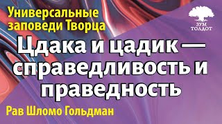 Цдака и цадик — справедливость и праведность. Рав Шломо Гольдман