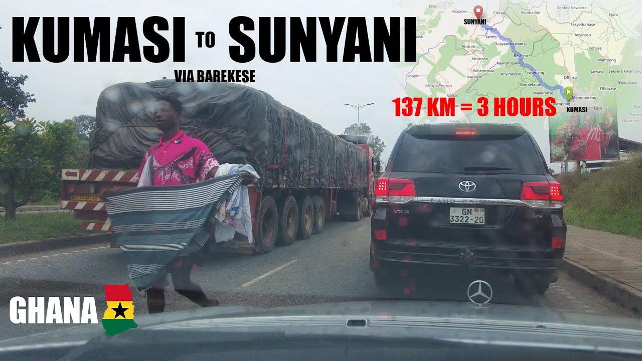 Kumasi To Sunyani Road Travel Via Barekese in Ghana 4K