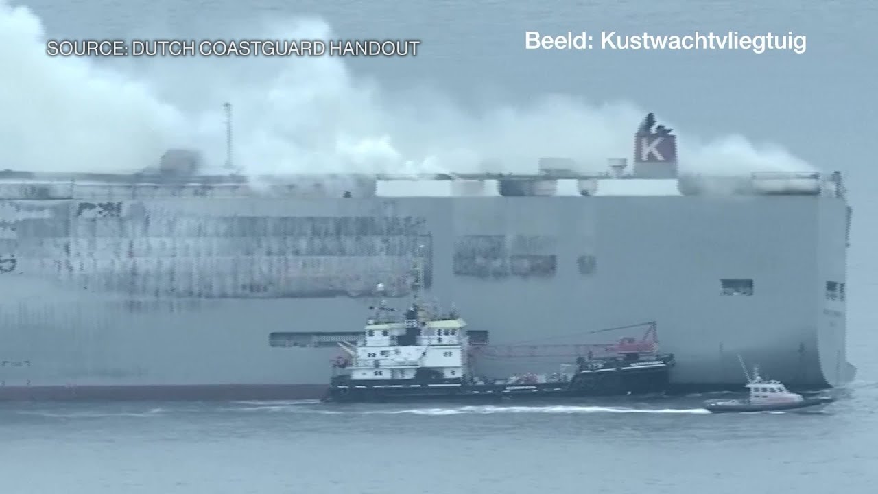 Cargo Ship Full of Cars Catches Fire off Dutch Coast YouTube