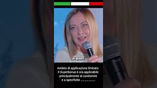 Meloni: Il Superbonus 110% in Italia è un'agevolazione fiscale che permette una detrazione del 110%