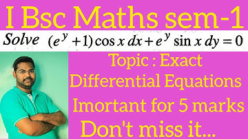 Exact Differential Equations in telugu@maths naresh eclass