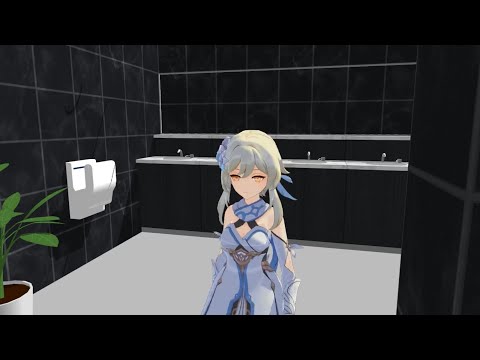 【MMD】(request)Genshin's Lisa and Miko's toilet fart fight ［girl fart animation］