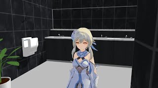 【MMD】(request)Genshin's Lisa and Miko's toilet fart fight ［girl fart animation］