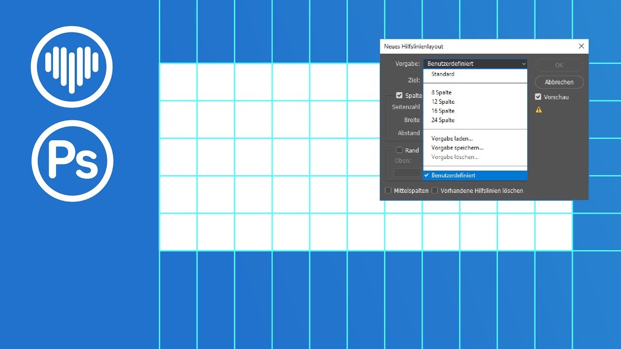 New Update Photoshop - Hilfslinien verwenden und Raster automatisch erstellen