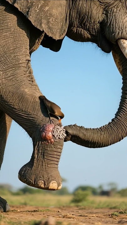 The bird is solving the elephant's problem