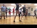 Stephanie falling during dance practice.