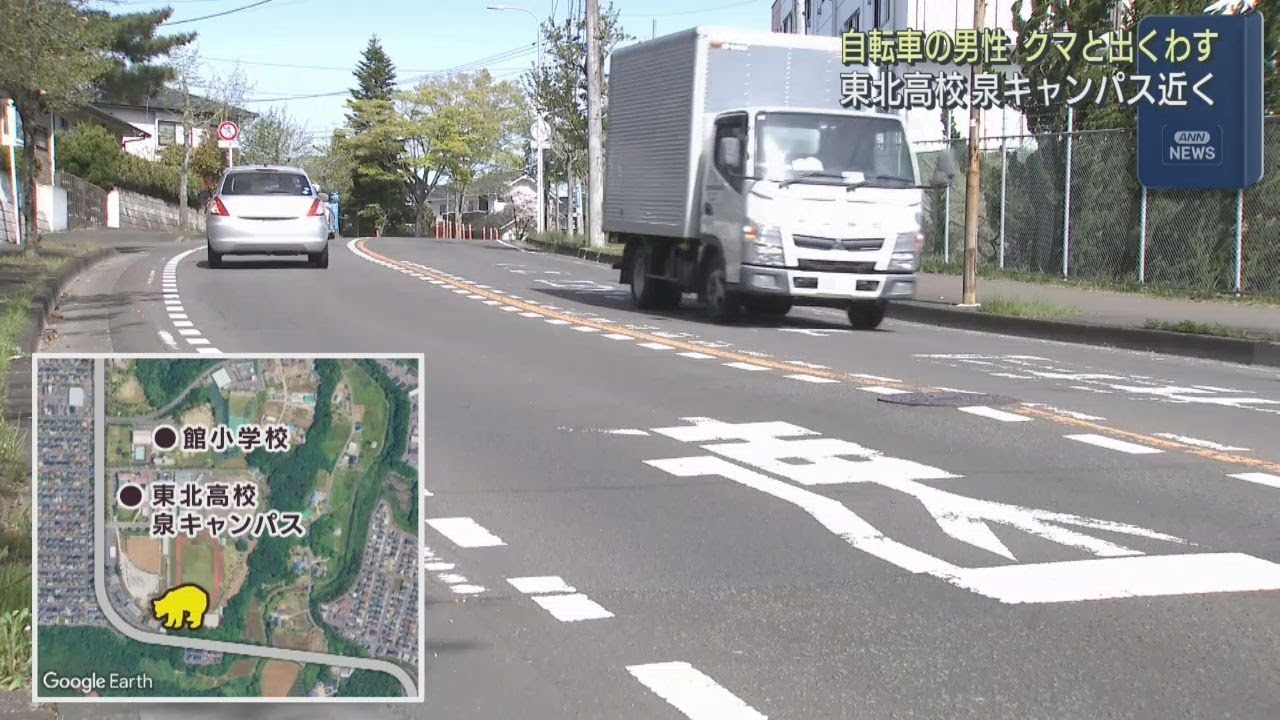 住宅地でクマ目撃 仙台・泉区の東北高校近く | khb東日本放送