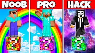 Minecraft: SKITTLES RAINBOW LUCKY BLOCK BATTLE CHALLENGE - NOOB vs PRO vs HACKER vs GOD in Minecraft