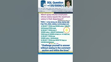 SQL Question 135 || #shorts #ytshorts #youtubeshorts #sql #interview #reels #mysql @SekharAcademy1