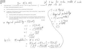 DSE maths M1 2020 #02 binomial distribution geometric distribution