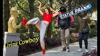 Living Statue Prank ‼️ Human Statue Prank And Statue Cowboy Funny @acehprank