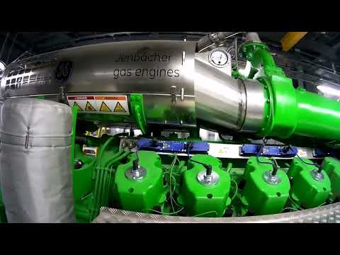 Jenbacher 612 GS Gas Engine CHP Walk Around & DIA.NE 2MW (GE General Electric 11kV HV 6000hp V12)