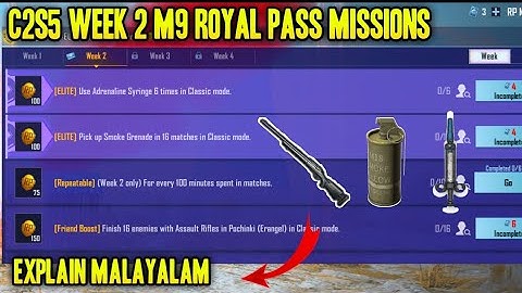 C2S5 WEEK 2 M9 ROYAL PASS MISSIONS EXPLAIN MALAYALAM | BGMI M9 ROYAL PASS MISSION | MK Z GAMING