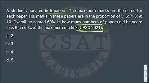2021 Percentage Pyq Csat, A student appeared in 6 papers. The maximum marks are the same