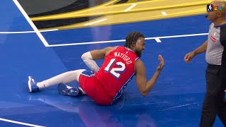Trendon Watford goes down with a non-contact injury, Kyle Lowry helps him to the locker room