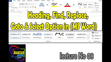 Heading, Find,Replace, Goto & Select Option in MS Word step by step course for every one.