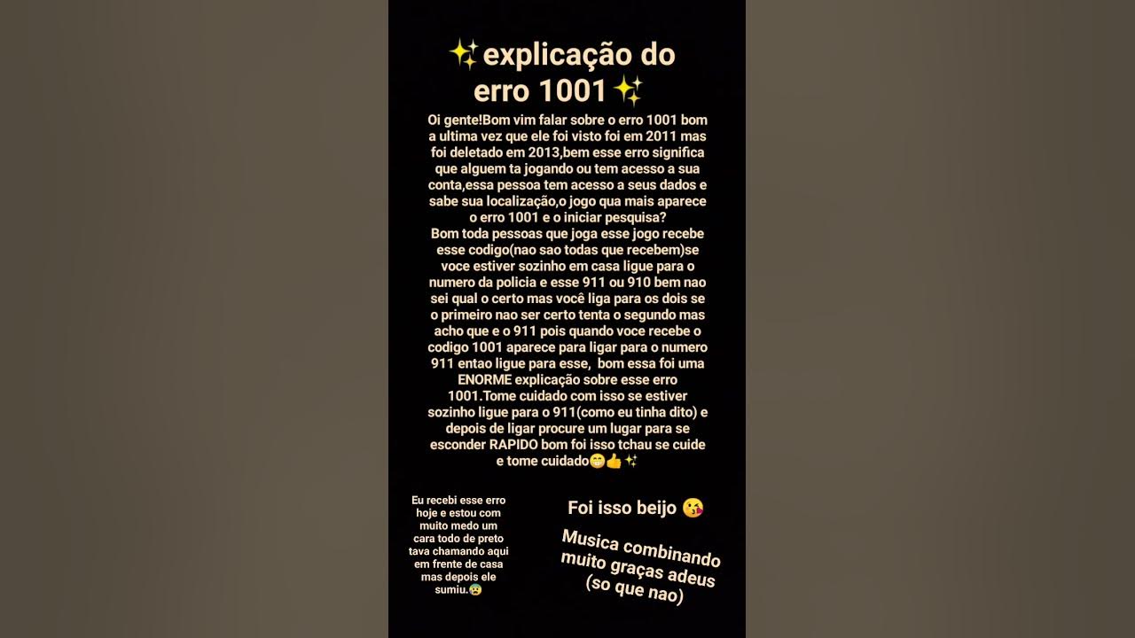 HISTORIA ROBLOXCódigo De Erro 1001 