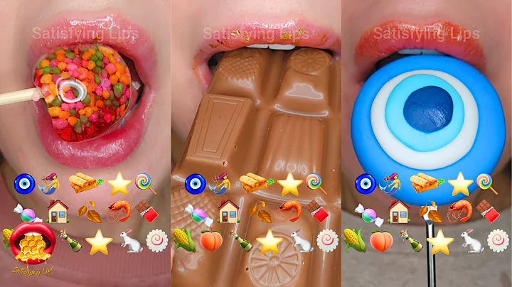 Emoji Food Challenge ASMR Satisfying WAX HONEY CANDY SPRING ROLLS Mukbang 먹방