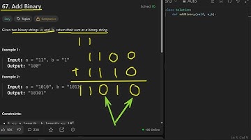 Leetcode 67. Add Binary ➕Add Bits Backwards, Carry Forward!