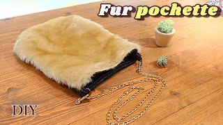 【ファーのポシェット】-Fur pochette-DIY.手作り.冬のあったかポシェット「型紙製図」付き♪-With paper pattern drafting.