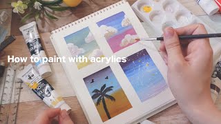 【初心者向け】DAISO絵の具で可愛いアクリル絵の描き方｜How to Paint with acrylic