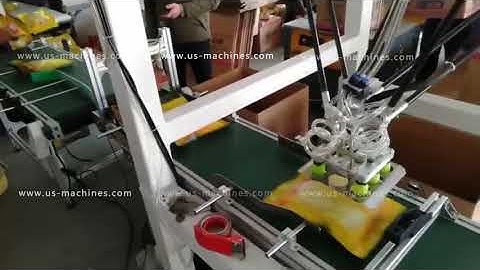 Automatic powder bag conveyor feeding robot hand sorting cartoning machine