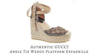 Gucci Ankle Tie Wedge Platform Espadrille Authentic 🎀