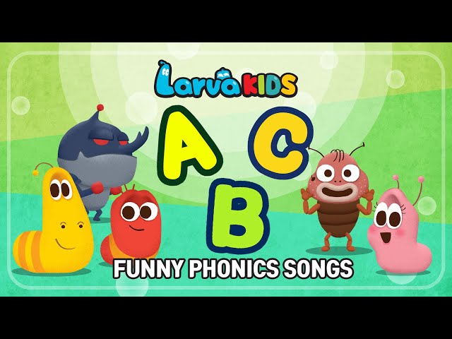 ★FUNNY PHONICS SONGS★ | ABC song | Larva KIDS | compilation | 10min class=