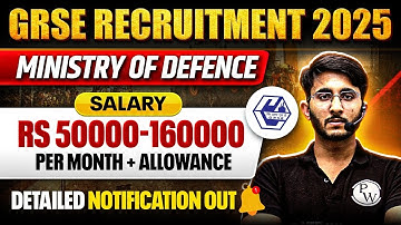 GRSE Recruitment 2025 | Ministry of Defence | Salary & Allowance | Detailed Notification Out