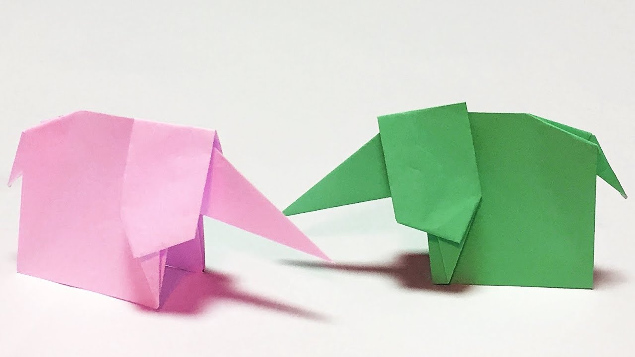 動物の折り紙】1枚でできる「ぞう」の折り方【音声解説あり】Origami Elephant / Elefante de papel - YouTube