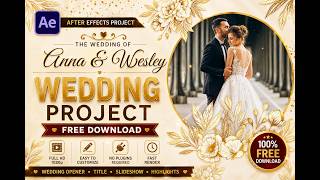Elegant Wedding Photo Slideshow with Golden Floral Frames After Effect Project Free Download #free