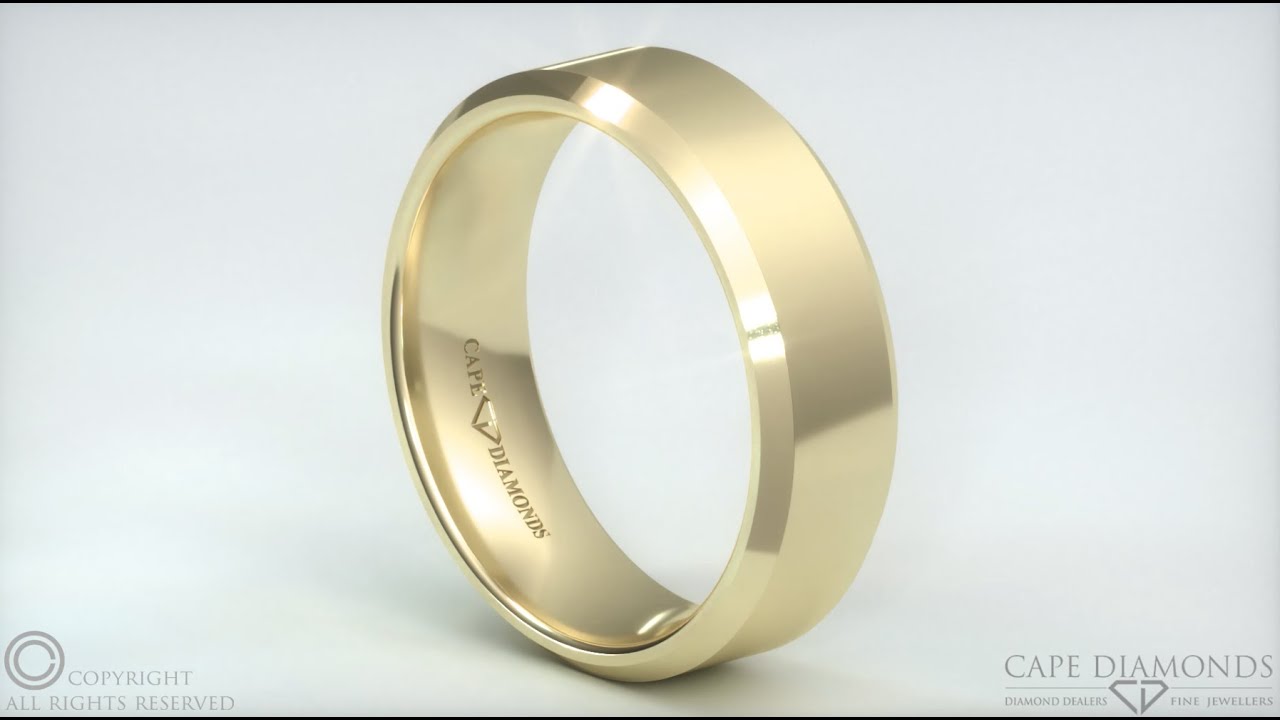 538. Popular Yellow Gold Polished Comfort-Fit Beveled Men&#39;s Wedding Rings Cape Town South Africa ...