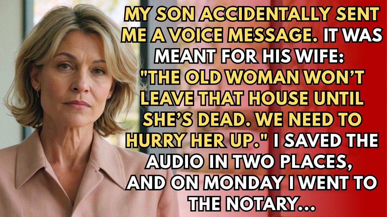 I was 68, sitting in my own kitchen, when my son accidentally sent me a voice message meant for his wife. “The old woman won't leave that house until she's dead,” he said calmly. “We need to hurry...