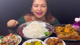 Bigbites, Eating Rice With Spicy 🔥🔥🥵🥵 Mutton Head CURRY,Pakoda,Salad,