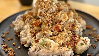 HOW TO MAKE HOMEMADE GRAPE SALAD WITH BROWN SUGAR AND PECANS! | EASY Grape Salad recipe at home!!