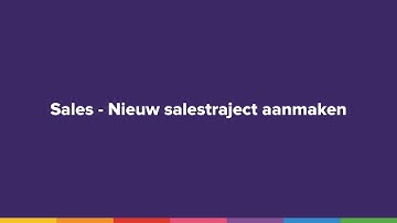 Sales | Nieuw salestraject aanmaken