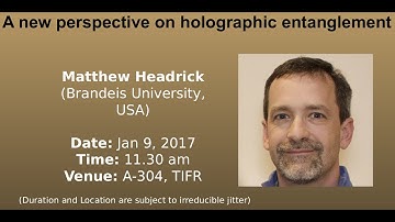 Matthew Headrick (Brandeis University, USA): A new perspective on holographic entanglement