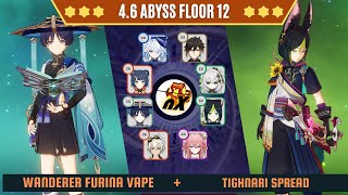 Spiral Abyss 4.6 | Wanderer Furina Vape + Tighnari Spread | Floor 12 Genshin Impact