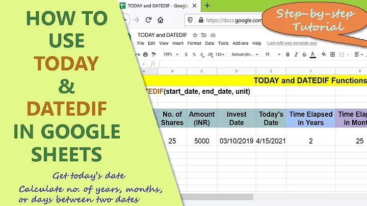 Google Sheets TODAY Function | DATEDIF Function | How to Use TODAY and DATEDIF
