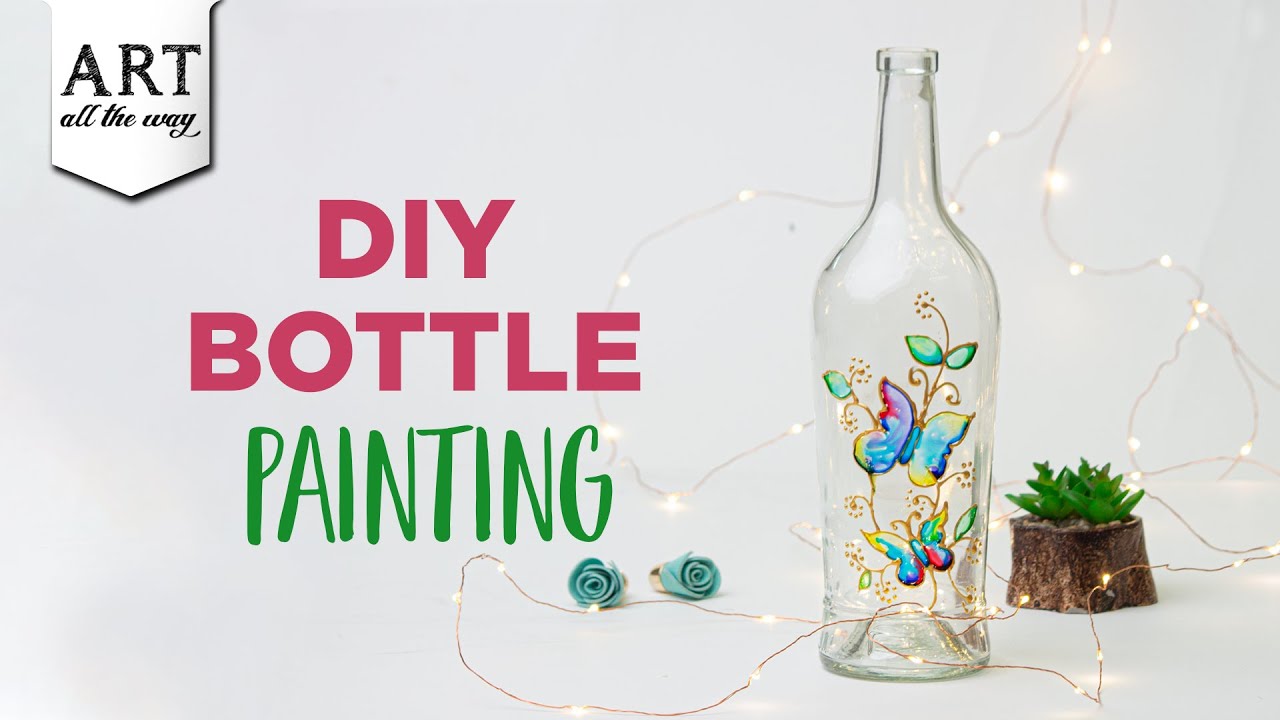 DIY Glass Bottle Painting | Home Decor Ideas | DIY Desk Decor ...
