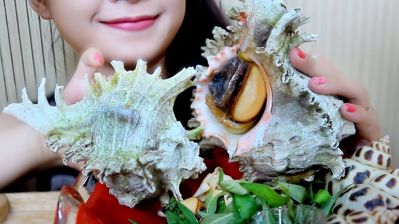 ASMR Giant sea snail, chewy EATING SOUNDS | LINH-ASMR